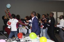 Participants playing the DD game at the Afriyan workshop